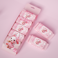 迷你5连包9855粉花兔子湿巾