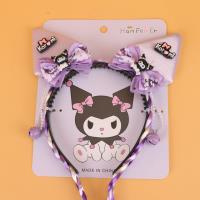 紫色猫耳双辫头扣