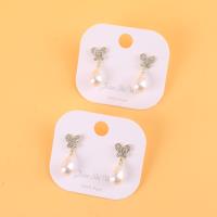 XSW镶钻蝴蝶水滴珍珠耳钉