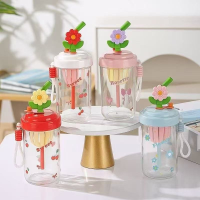 时尚转运花朵吸管杯500ml