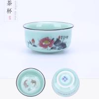 绿釉杯-红荷花