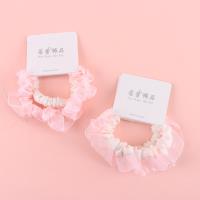 RX粉色印花纱裙花边布圈皮筋