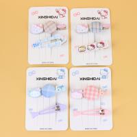 XSD格纹纽扣KT猫压夹组合
