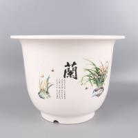 HC675白色印花花盆