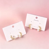 MZQ碎钻枝叶珍珠耳钉