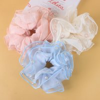 DM雪纺刺绣网纱双层大肠圈（颜色随机）